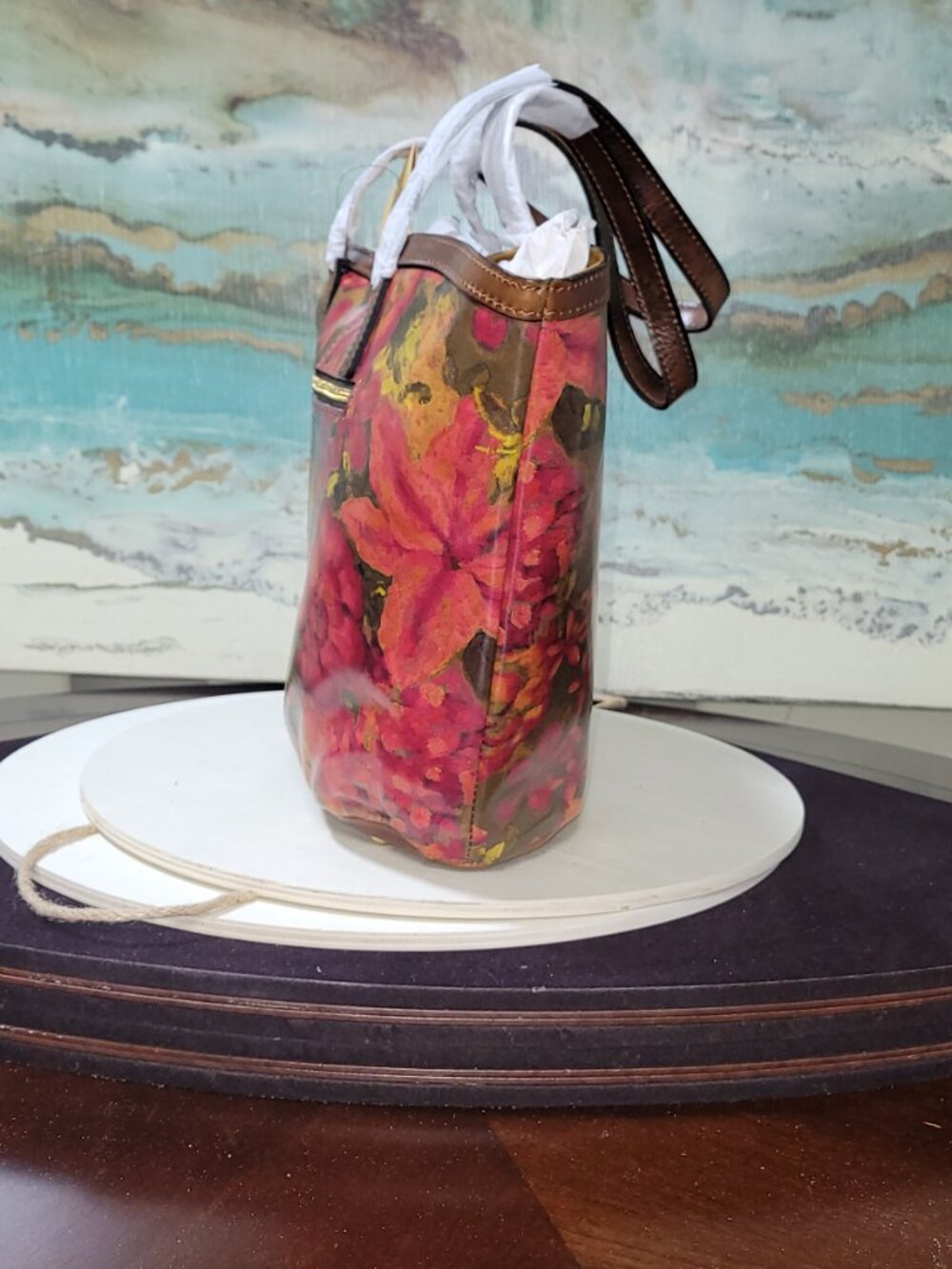 Patricia Nash Leather Marconia Floral Oil Tote, Item #HL01 - Picture 2 of 13